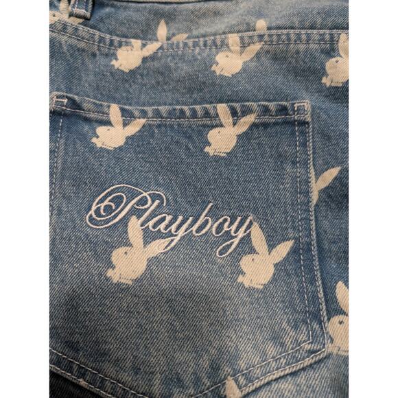 Playboy Jeans Womens Blue Denim Straight Leg Logo Spell Out Embroidery 36X31 - Picture 4 of 8